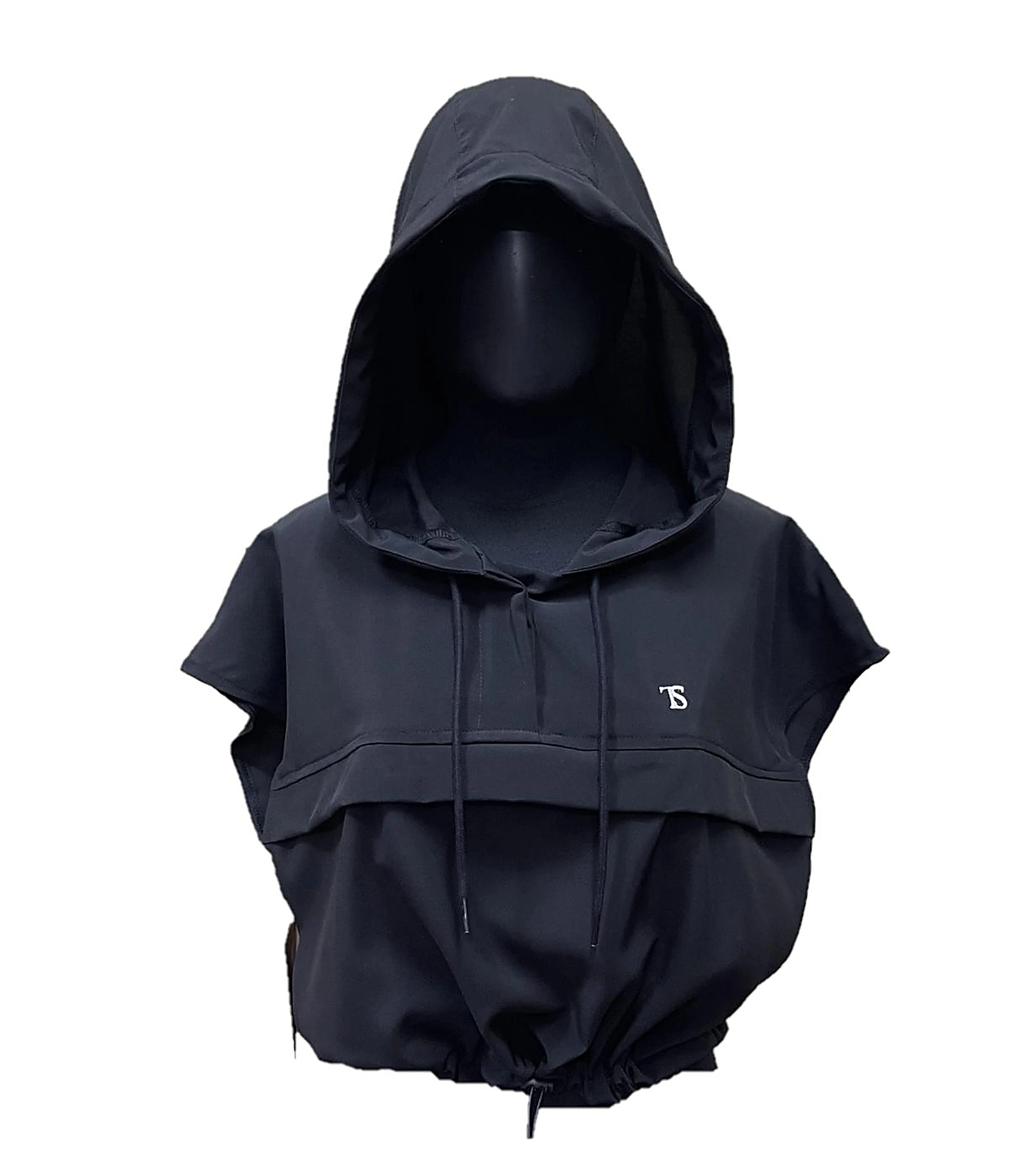 Cropped Hooded Jacket — Navy