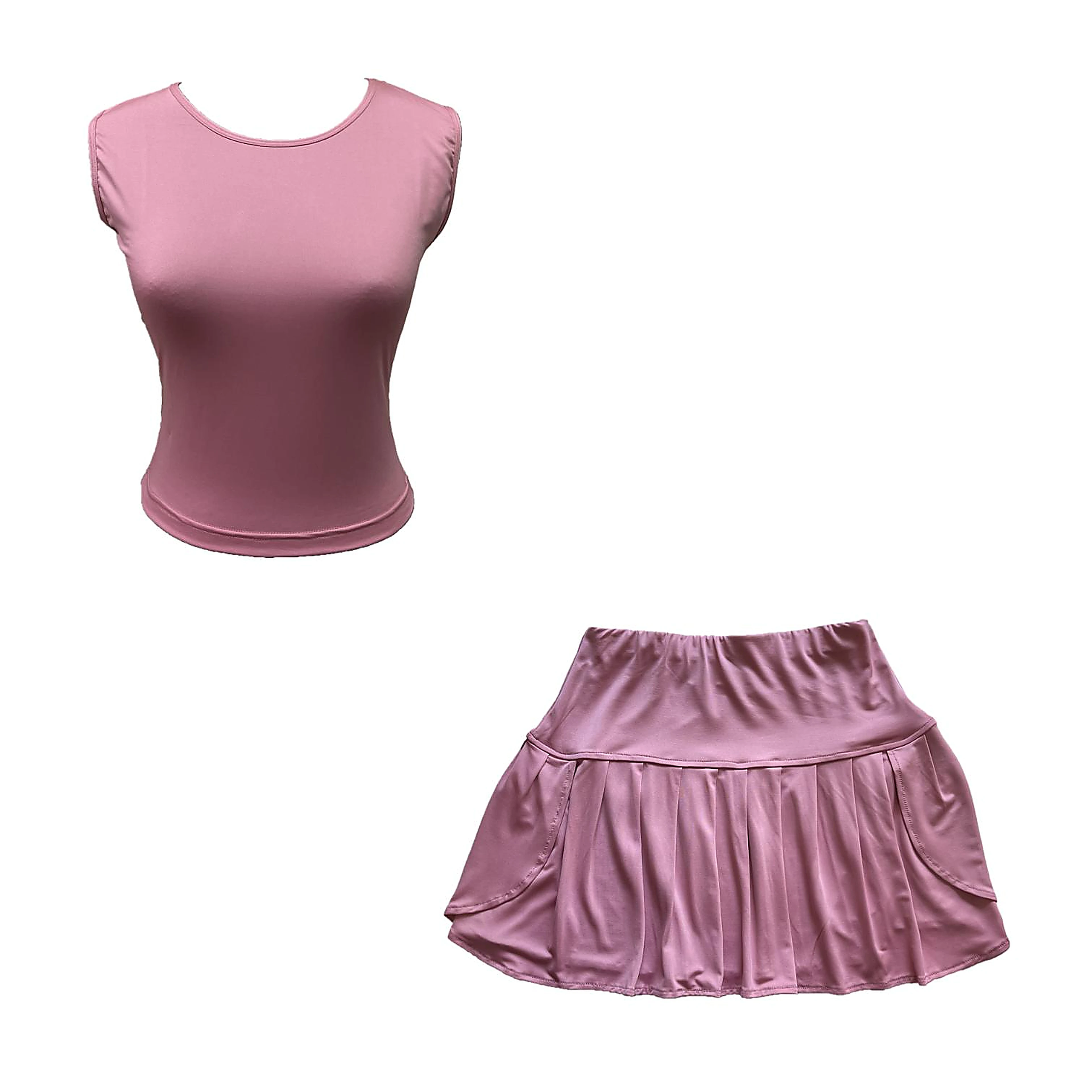 Sleeveless Top & Skirt Set — Rose