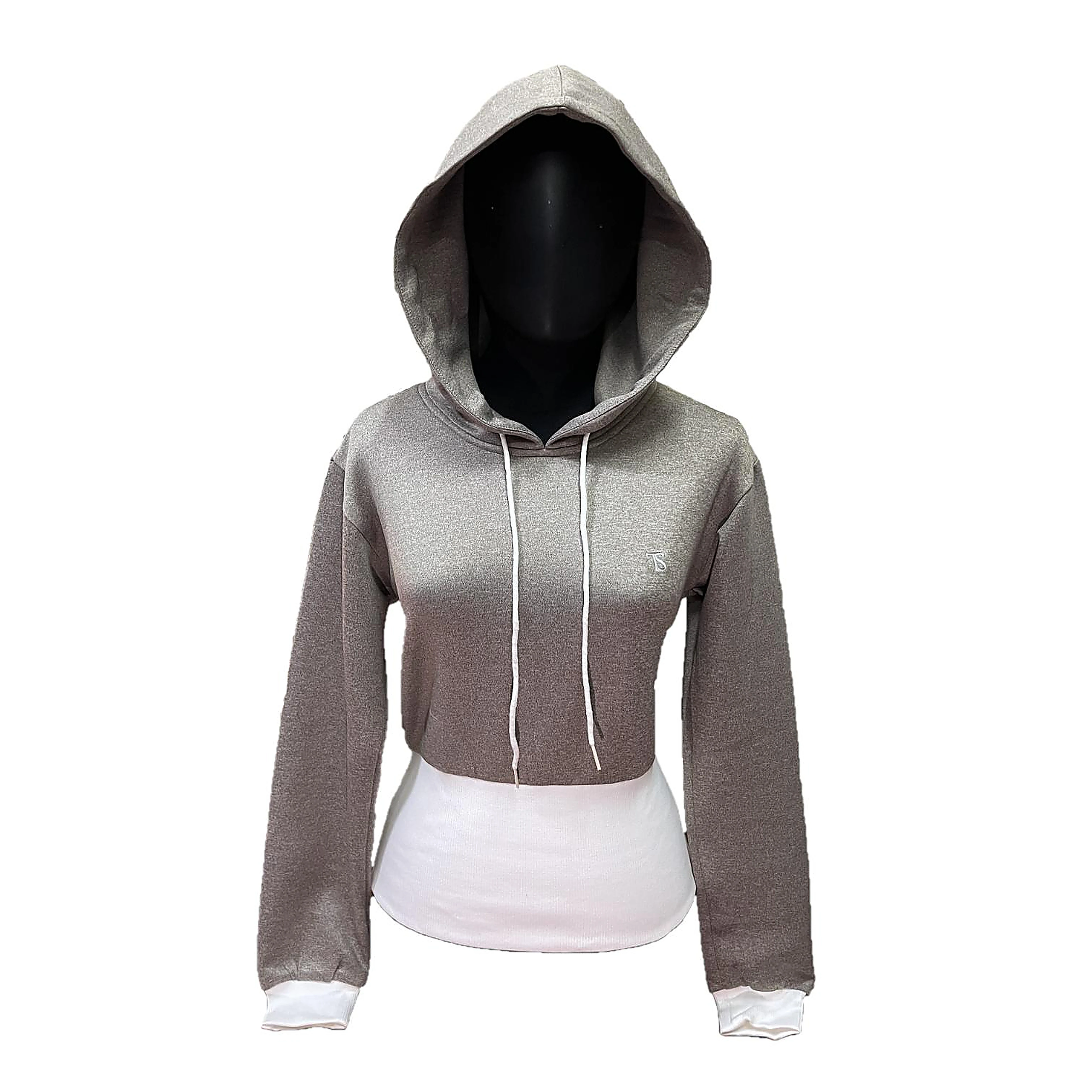 Color-block Hooded Top — Grey